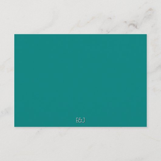 Transformative Teal Modern Contemporary Wedding Begleitkarte (Rückseite)