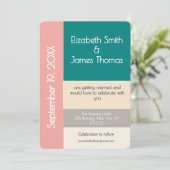Transformative Teal Modern  Contemporary Wedding Einladung (Stehend Vorderseite)