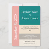 Transformative Teal Modern  Contemporary Wedding Einladung (Vorderseite)