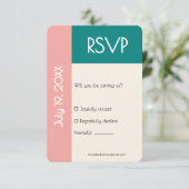 Transformative Teal Modern  Contemporary Wedding RSVP Karte (Stehend Vorderseite)