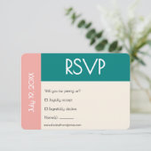 Transformative Teal Modern  Contemporary Wedding RSVP Karte (Stehend Vorderseite)