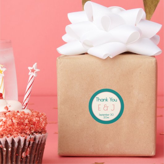 Transformative Teal Modern  Contemporary Wedding Runder Aufkleber (Party)