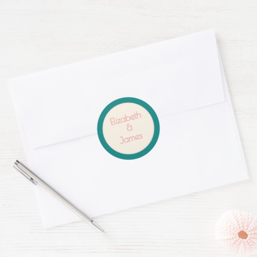 Transformative Teal Modern Contemporary Wedding Runder Aufkleber (Umschlag)