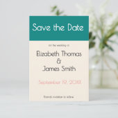 Transformative Teal Modern Contemporary Wedding Save The Date (Stehend Vorderseite)
