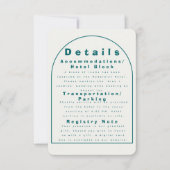 Transformative Teal Modern Craft Wedding Details Einladung (Vorderseite)