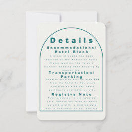 Transformative Teal Modern Craft Wedding Details Einladung