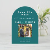 Transformative Teal Modern Save The Date Einladung (Stehend Vorderseite)