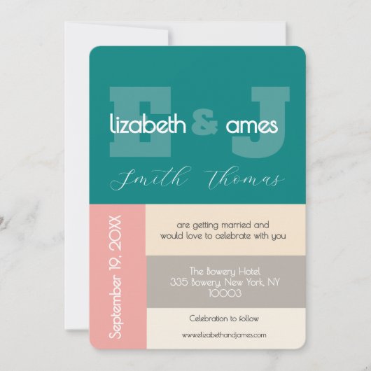 Transformative Teal Modern Script Wedding Einladung (Vorderseite)