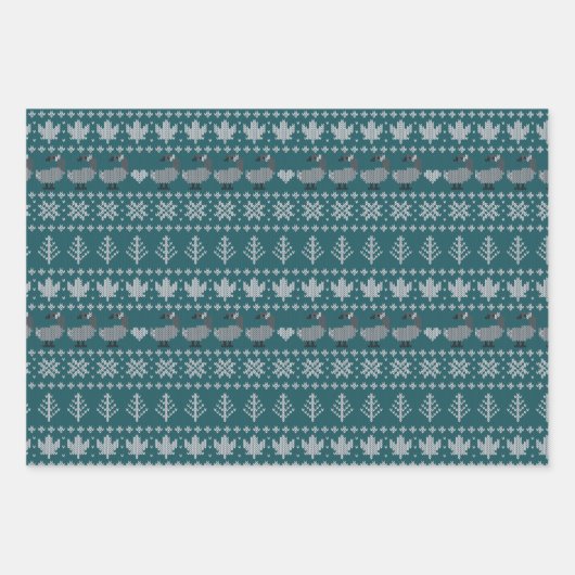 Transformatives Teal - Fair Isle - Feiertag Geschenkpapier Set (Vorderseite)