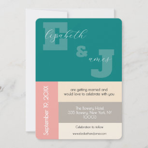 Transformatives Teal Modern Script Hochzeit Einladung