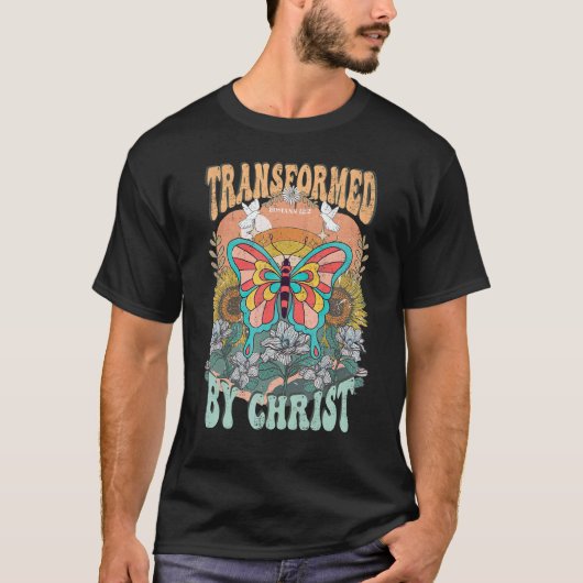 Transformed By Christ Retro Butterfly Romans 132 C T-Shirt (Vorderseite)