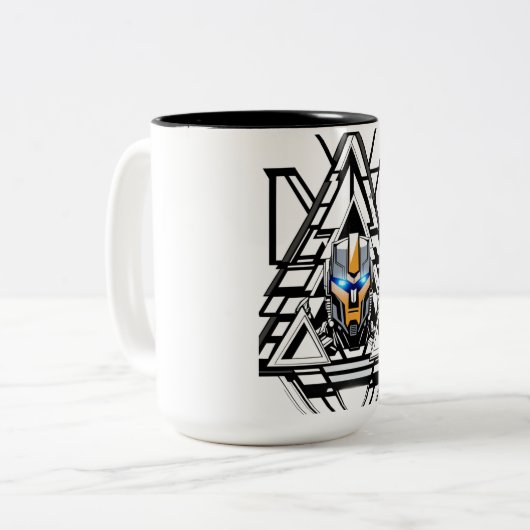 Transformer-Roboter-Oberfläche in Dreieck-Tasse Zweifarbige Tasse (Vorderseite Links)