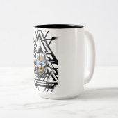 Transformer-Roboter-Oberfläche in Dreieck-Tasse Zweifarbige Tasse (VorderseiteRechts)