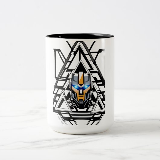 Transformer-Roboter-Oberfläche in Dreieck-Tasse Zweifarbige Tasse (Mittel)