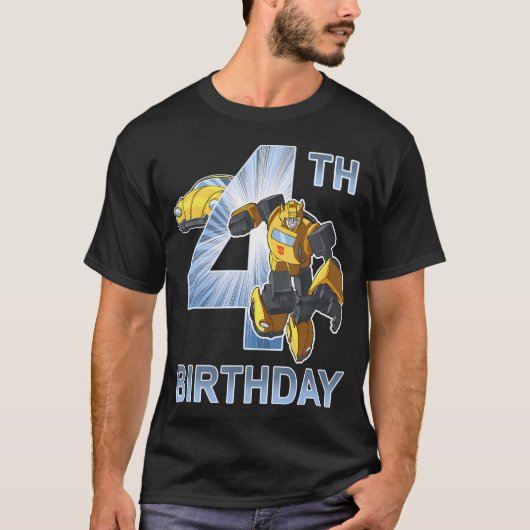 Transformers Bumblebee 4. Geburtstag T-Shirt (Vorderseite)
