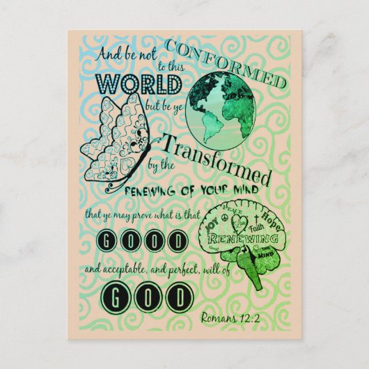 Transformieren der Römer 12:2 Postkarte (Vorderseite)