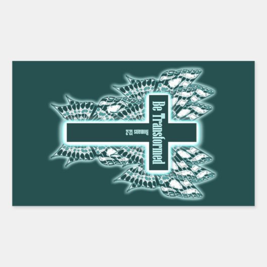 Transformiert werden - Römer 12:2 Rechteckiger Aufkleber (Vorderseite)