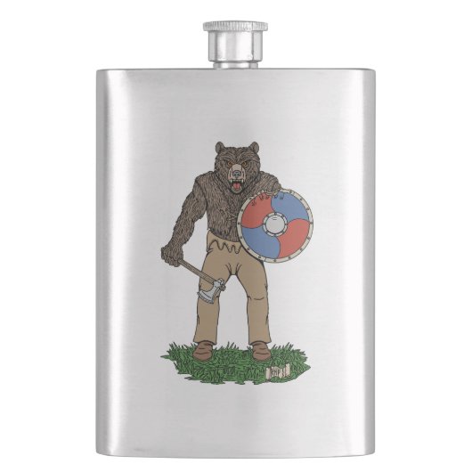 Transformierte Viking Berserker oder Werebear Flachmann (Vorderseite)