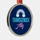 Transgender Ally Blue Pink Weiße Regenbogenunterst Silbernes Ornament (Rechts)