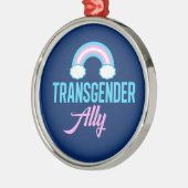 Transgender Ally Blue Pink Weiße Regenbogenunterst Silbernes Ornament (Links)