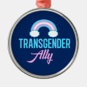 Transgender Ally Blue Pink Weiße Regenbogenunterst Silbernes Ornament (Vorne)
