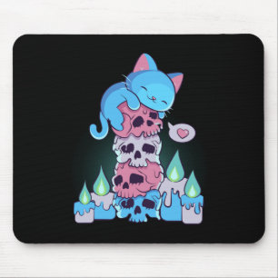 Transgender Ästhetik Kawaii Katze auf Skulls Subti Mousepad