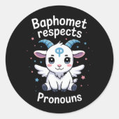 Transgender Baphomet respektiert Pronouns Trans Pr Runder Aufkleber (Vorderseite)