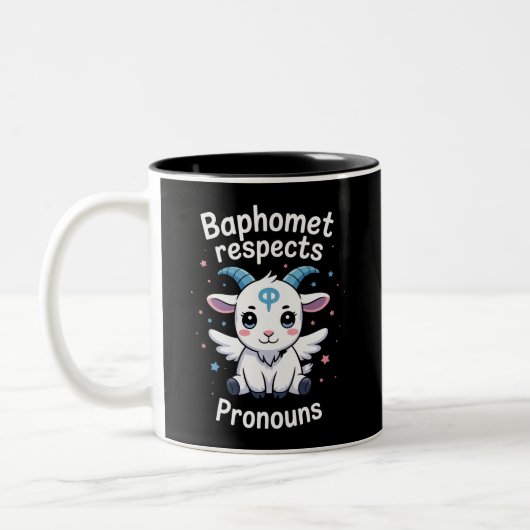 Transgender Baphomet respektiert Pronouns Trans Pr Zweifarbige Tasse (Links)