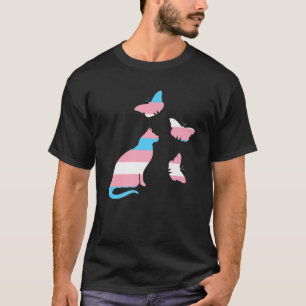 Transgender Cat and Butterfells Transgender Flag T-Shirt