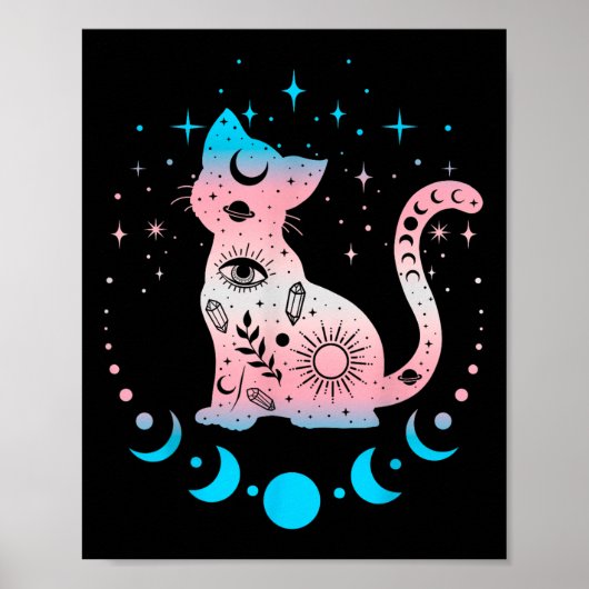 Transgender Cat Astrologie Celestial Lgbt Pride Tr Poster (Vorne)