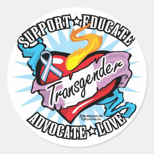 Transgender Classic Heart Runder Aufkleber (Vorderseite)