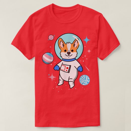 Transgender Corgi In Space Trans Pride T-Shirt (Design vorne)