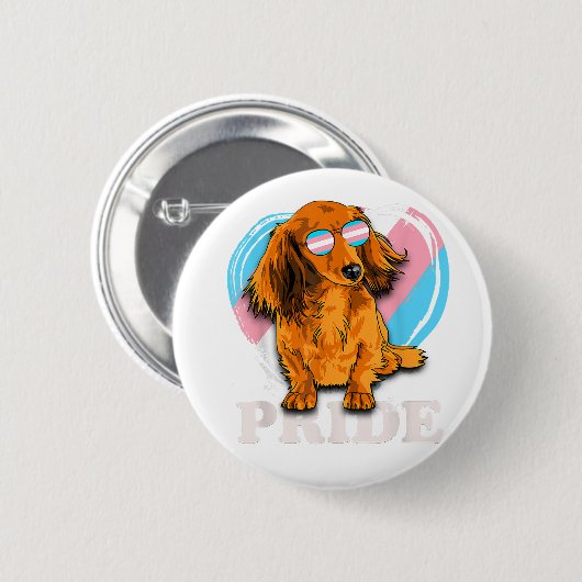 Transgender-Dackel Rainbow-Herz-Pride LGBT-Hund Button (Vorne & Hinten)