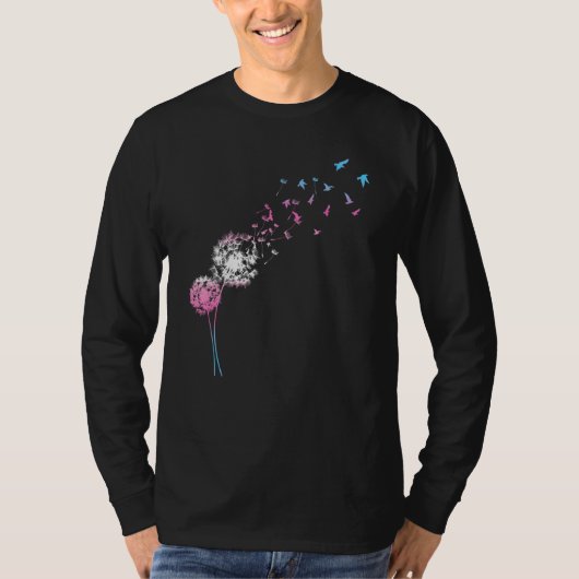 Transgender Dandelion Trans Pride Rosa Blau T-Shirt (Vorderseite)