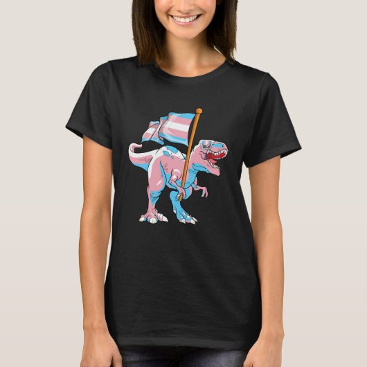 Transgender Dinosaurier Rex Trans LGBT Pride Flag T-Shirt (Vorderseite)