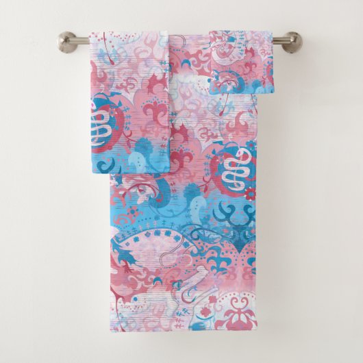 Transgender Dragon Damask - Farbe der Transponderf Badhandtuch Set (Insitu)