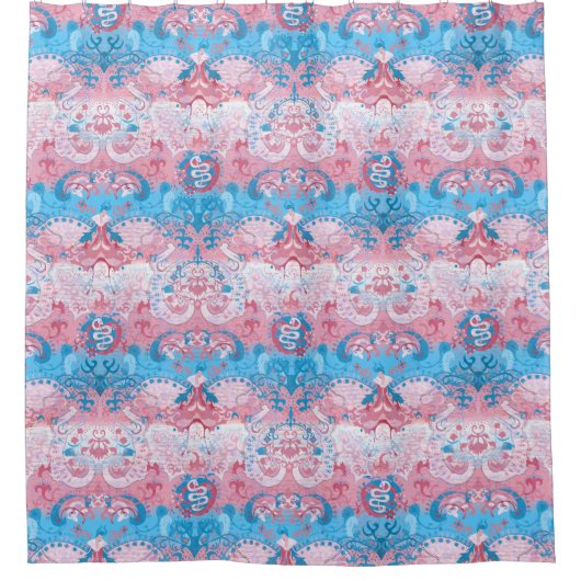 Transgender Dragon Damask - Farbe der Transponderf Duschvorhang (Vorderseite)