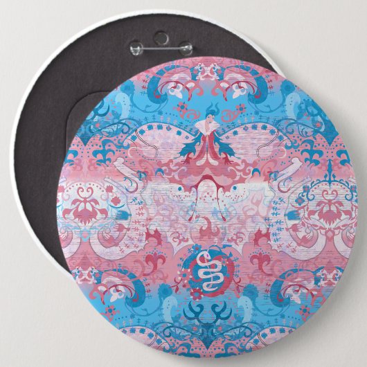 Transgender Dragon Damask - Farbe des Trans-Strich Button (Vorne & Hinten)