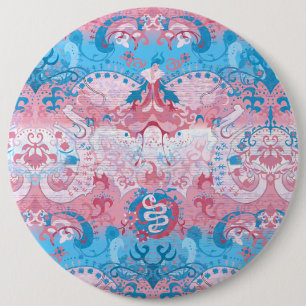 Transgender Dragon Damask - Farbe des Trans-Strich Button