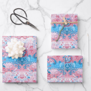 Transgender Dragon Damask - Farbe des Trans-Strich Geschenkpapier Set