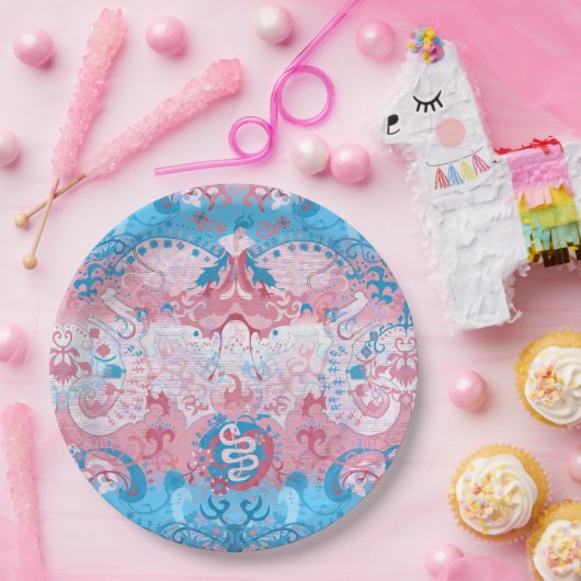 Transgender Dragon Damask - Farbe des Trans-Strich Pappteller (Party)