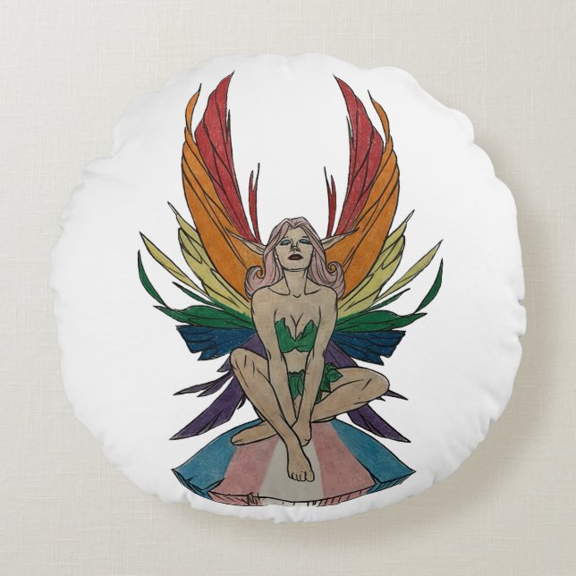 Transgender Faerie Rundes Kissen (Vorderseite)