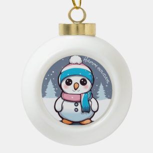 Transgender-Fahne farbiger Schneemann Weihnachtsba Keramik Kugel-Ornament