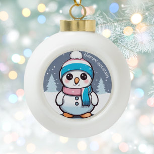 Transgender-Fahne farbiger Schneemann Weihnachtsba Keramik Kugel-Ornament