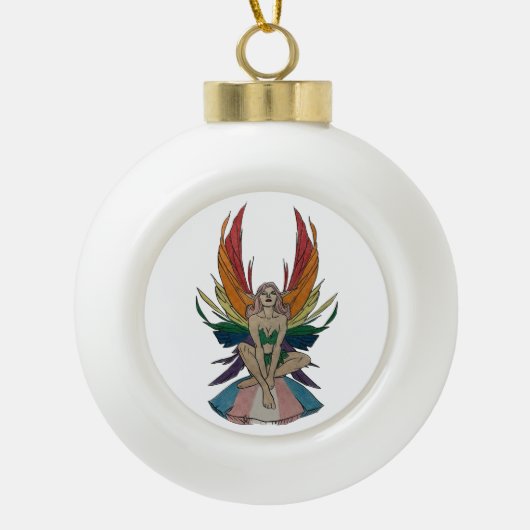 Transgender-Fee Keramik Kugel-Ornament (Vorderseite)