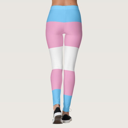 Transgender Flag Blau Rosa Weißer Streifen LGBT Leggings (Rückseite)