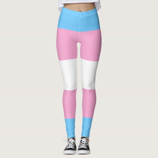 Transgender Flag Blau Rosa Weißer Streifen LGBT Leggings (Vorderseite)