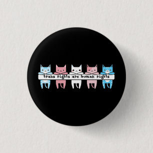 Transgender Flag Cat Trans Rights sind Menschenrec Button