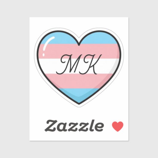 Transgender Flag Heart Monogrammed  | LGBTQIA+  Aufkleber (Blatt)