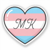 Transgender Flag Heart Monogrammed  | LGBTQIA+  Aufkleber (Vorderseite)